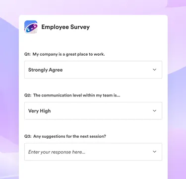 An employee survey delivered in Slack